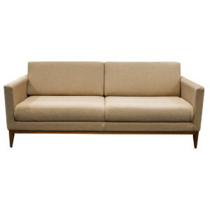Gallery Light Tan Upholstered Sofa W/ Wooden Frame