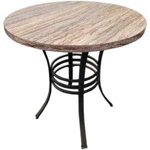 Round Marble Resin Top Bistro Table With Metal Anodized Bronze Base In Black