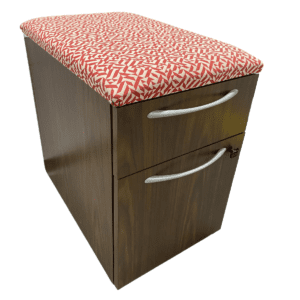 Kimball Modern Walnut Box File Mobile Pedestal W/ Cushion Topper