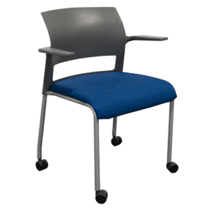 Used Steelcase Move Guest Chair W/ Upholstered Blue Seat On Casters