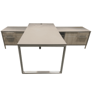 Grey Laminated Shared Credenza Desk W/ Chrome