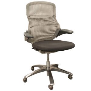 Knoll Generation Task Chair W/ Grey Upholstered Seat, Grey Frame & Chrome Base