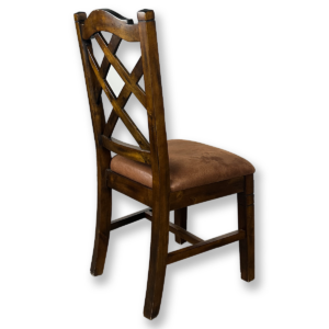 Gallery Used Traditional Wooden Break-Room Chair W/ Brown Fabric Seat