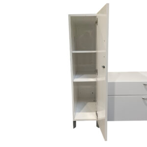 Gallery Used Allsteel 58" W White Height Adjustable Desk With Credenza & Wardrobe