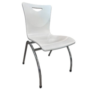 Used National Jewel Guest Chair In White Attractive stacking chair with molded plywood white shell and polished aluminum frame, designed for space-saving storage and flexible seating. Molded plywood shell in white finish Polished aluminum frame Stackable for easy storage Lightweight and functional design Dimensions: 21″W x 21″D x 33″H Ideal for training rooms, breakrooms, multipurpose areas, or additional guest seating.