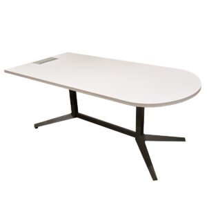 Used Knoll 71' W Freestanding Half Tables In White W/ Power