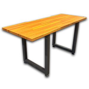 Used 60" W Varidesk Standing Table - Butcher Block  Used Varidesk featuring a butcher block laminated surface and metal o-leg frame. Its clean, modern design provides a durable workspace for offices, collaborative areas, break rooms, or light industrial applications. • Butcher block laminated worksurface • O-Leg Frame • Adjustable leveling glides Dimensions: 59.5" W × 23.7" D × 29" H This used butcher block table is mainly for commercial use and is ideal as a workstation, collaborative table, training table, or break room table.