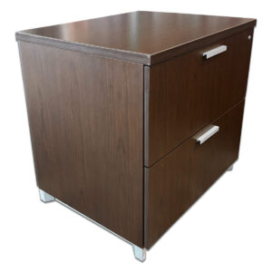 Used 30" W National Epic Series Two-Drawer Lateral File – Espresso Functional storage solution from the Epic Series featuring a espresso laminate finish, smooth drawer operation, and locking capability for secure organization. Two locking file drawers Espresso laminate finish with matching top Dimensions: 30″W x 24″D x 29″H Ideal for private offices, workstations, or shared filing areas.