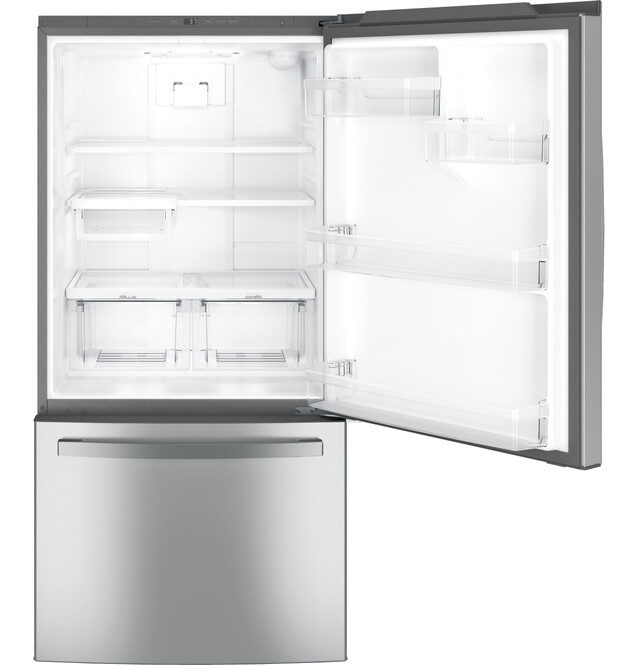 Gallery Used GE ENERGY STAR 24.8 Cu. Ft. Bottom-Freezer Refrigerator – Stainless Steel