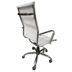 Gallery Used White High-Back Vinyl Conference Chair With Polished Metal Frame