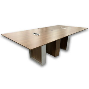Used 94.5" W Group LaCasse Knife Edge Rectangle Conference Table- Modern Walnut This Group LaCasse conference table offers a clean, professional surface with integrated power access, making it well suited for meeting rooms and collaborative spaces in commercial environments. Knife edge rectangular worksurface 2x Integrated power and data grommets Panel base construction Dimensions: 94.5"W x 47.5"D x 30"H Ideal for conference rooms, boardrooms, and collaborative workspaces.