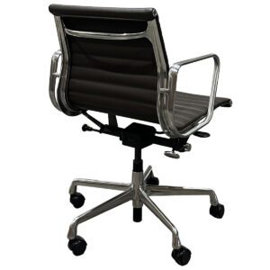 Gallery Used Herman Miller Eames Aluminum Group Mid-Back Conference Chair in Dark Brown Leather