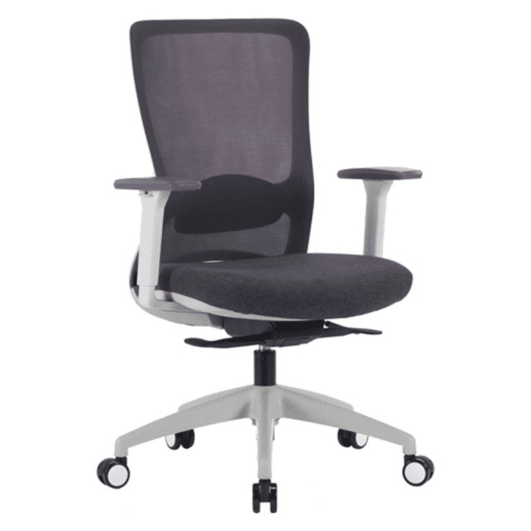 Executive Mesh Back Chair W Upholstered Grey Seat Light Gray Frame