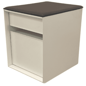 White Mobile Box File Ped W/ Brown Cushion Topper