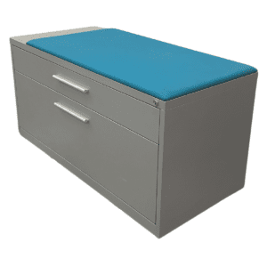 42" Clear Design Cabinet W/ Blue Cushion Topper