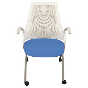 White/Blue Herman Miller Sayl Side Chair with Casters