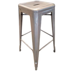 30" H Tolix Silver Metal Stool