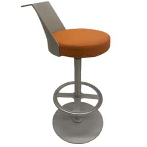 Gallery Allsteel Orange Cushion Grey Metal Bar Stool