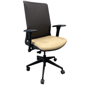 Highmark Task Chair W/ Black Mesh Back & Tan Upholstered Seat