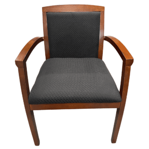 Guest Chair W/ Mahogany Frame Black Upholstered Fabric