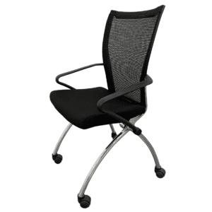 Mesh back Mayline Nesting Chair W/ Arms In Black