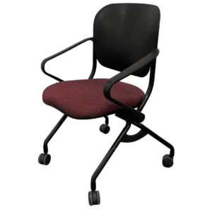 KI Nesting Chair Black Frame W/ Maroon Upholstered Seat