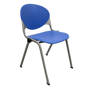National Clinch Series Stacking Guest Chair In Blue W/ Silver Frame