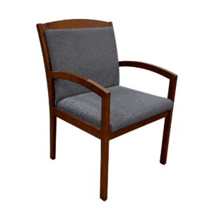 Kimball Grey Upholstered Guest Chair W/Mahogany Frame