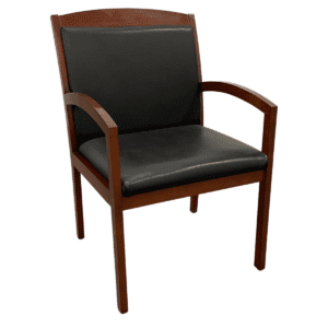 Kimball Black Vinyl Guest Chair W/ Mahogany Frame