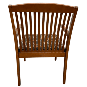 Gallery National Slat Back Guest Chair W/ Pattern Upholstered Seat And Mahogany Frame