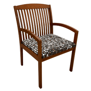 National Slat Back Guest Chair W/ Pattern Upholstered Seat And Mahogany Frame
