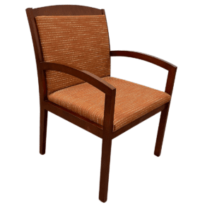 National Orange Pattern Upholstered Seat an Back W/ Mahogany Frame