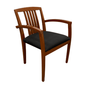 Slat Back Guest Chair With Black Upholstered Seat And Mahogany Frame