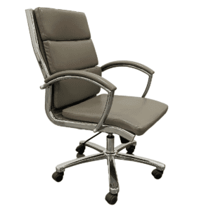 Executive Mid-Back Conference Chair In Grey Vinyl W/ Chrome Frame