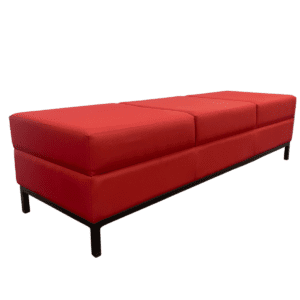 Red Upholstered 3-Seater Bench