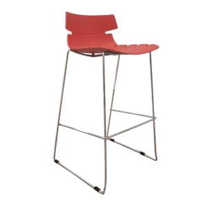 Cherryman Low-Back Stool in Red W/ Chrome Frame