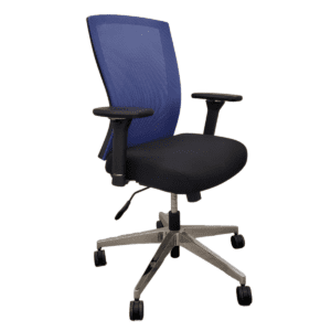 Blue Mesh Back Task Chair W/ Black Upholstered Seat & Chrome Base