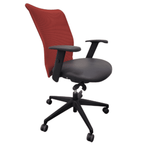Kimball Red Mesh-Back Task Chair W/ Black Vinyl Seat