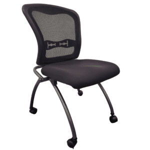 Black Mesh-Back Nesting Chair No Arms W/ Grey Frame