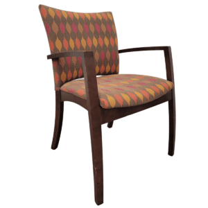 Kimball Multicolored Pattern Guest Chair W/ Mahogany Frame
