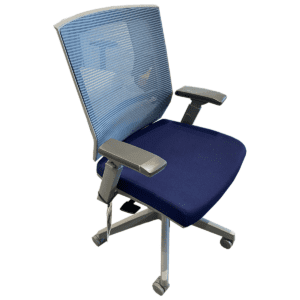 Allseating "Entail" Mid-back Series Task Chair W/ Navy Blue Upholstered Seat / Mesh Back