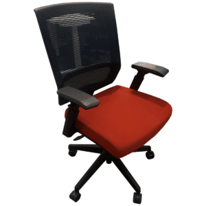Allseating "Entail" Series Task Chair W/ Red Upholstered Seat / Mesh-back