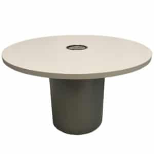 42" x 26 Round Table W/ Pop up Data Port In White