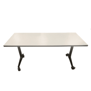 Coalesce 60 W White Flip-Top Table W/ Black Legs