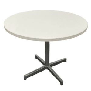 36"W White Round Table with gray base