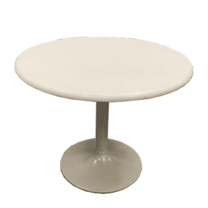 36"W White Round Table with cream base