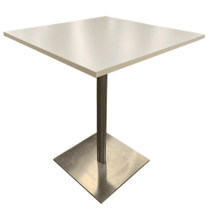 36"W White Square Bistro Table with chrome base