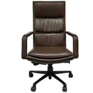 High Back Brown Leather Conference Chair by HBF
