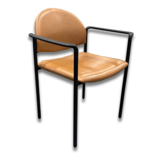 Used Brown Side Chair with Black Frame and Arms