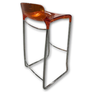 Gallery Used Clear Orange Bar-Height Stool with Gray Metal Frame
